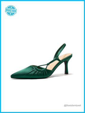 Womens Slingback Kitten Heels Pointed Toe Pumps Wedding Shoes
